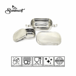 Sanimart Stainless Steel Tiffin Lunch Box for Kids & Office – Capsule-Shaped Lunch Box with Inner Container & Secure Locking Clip, 750ml, Silver - Image 3