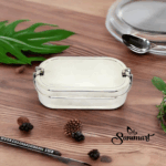 Sanimart Stainless Steel Tiffin Lunch Box for Kids & Office – Capsule-Shaped Lunch Box with Inner Container & Secure Locking Clip, 750ml, Silver - Image 2