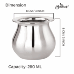 Sanimart Stainless Steel Mango Lota Kalash Chambu Silver, Ideal for Pooja, Pongal, Weddings, and Karvachauth Rituals - 280ml Size - Image 4