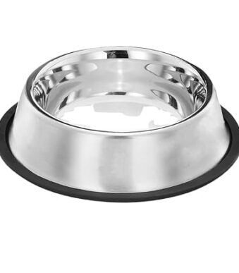 Pet Feeding Sanimart Stainless Steel Bowl for Dogs, Cats & Any Pets I Non-Skid Rubber Bottom Food/Water Bowl I Non-Toxic & 100% Safe for Pets (1000 ML)