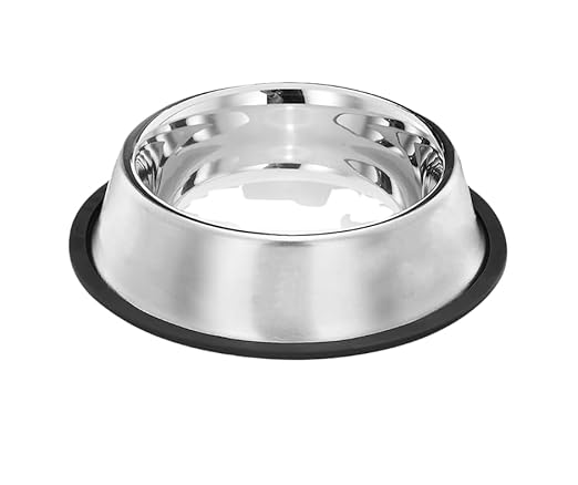 Pet Feeding Sanimart Stainless Steel Bowl for Dogs, Cats & Any Pets I Non-Skid Rubber Bottom Food/Water Bowl I Non-Toxic & 100% Safe for Pets (1000 ML)