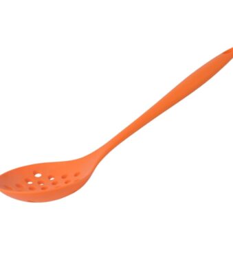 Sanimart 1-Piece Silicone Slotted Spoon – Heat-Resistant Skimmer for Poached Eggs, Cooking, and Straining, with Hanging Hole for Kitchen, Restaurant &Bar Use
