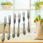 Sanimart 6-Piece Golden Look Cutlery Set | Fruit & Dessert Forks for Home Stainless Steel Fruit Fork Set (Pack of 6)