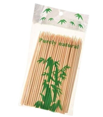Sanimart Bamboo Skewers Sticks 10 inches 4mm Pack of 100 | Barbeque Stick for Microwave Oven & Pan | Skewers for Grilling Kabab Stick | Barbeque Grill Wooden Stick | Barbeque...