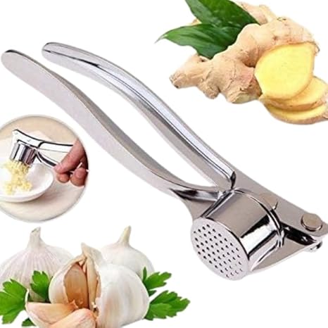 Sanimart Garlic Press & Cutter – Manual Stainless Steel Crusher, Mincer & Chopper