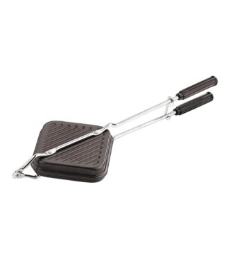 Sanimart Gas Grill Toaster Sandwich Maker | Non-Stick Aluminium Grill | Set of 1 | Regular | Black | Gas Stove Compatible
