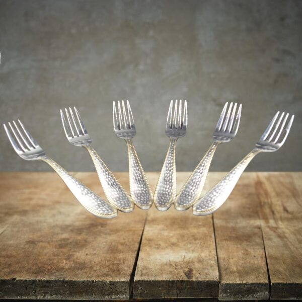 Sanimart Gold-Handled Stainless Steel Dessert Fork Set – Elegant Design (Pack of 6)