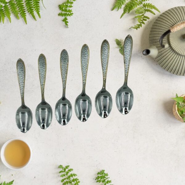 Sanimart Gold Stainless Steel Tea Spoon Set | Food Grade Serveware | Dinnerware (Pack of 6 - Small)