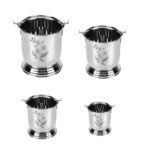 Sanimart Mini Steel Serving Buckets with Handle – Set of 4 | Gravy, Dal, Raita & Curry Steel Bucket Set for Kitchen & Dining