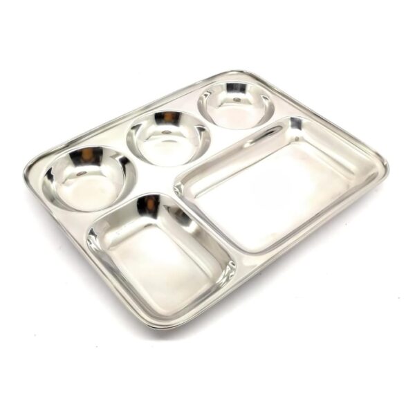 Sanimart Stainless Steel Bhojan Thali Plate – 5-in-1 Compartmental Dinner/Lunch Plate