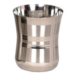 Sanimart Stainless Steel Damru Shape Silver Glass for Drinking Water, Milk, Tea, Lassi