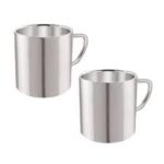 Sanimart Stainless Steel Double-Wall Sober Tea and Coffee Mug Set, Big, Set of 2 Pcs - (280 ml)