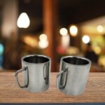 Sanimart Stainless Steel Double-Wall Sober Tea and Coffee Mug Set, Medium, Set of 2 Pcs (180ml)
