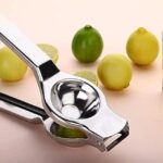 Sanimart Stainless Steel Lemon Squeezer with Heavy Duty Food-Grade Silicone Handles – Manual Citrus Press Juicer & Lime Squeezer (Silver)