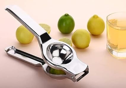 Sanimart Stainless Steel Lemon Squeezer with Heavy Duty Food-Grade Silicone Handles – Manual Citrus Press Juicer & Lime Squeezer (Silver)