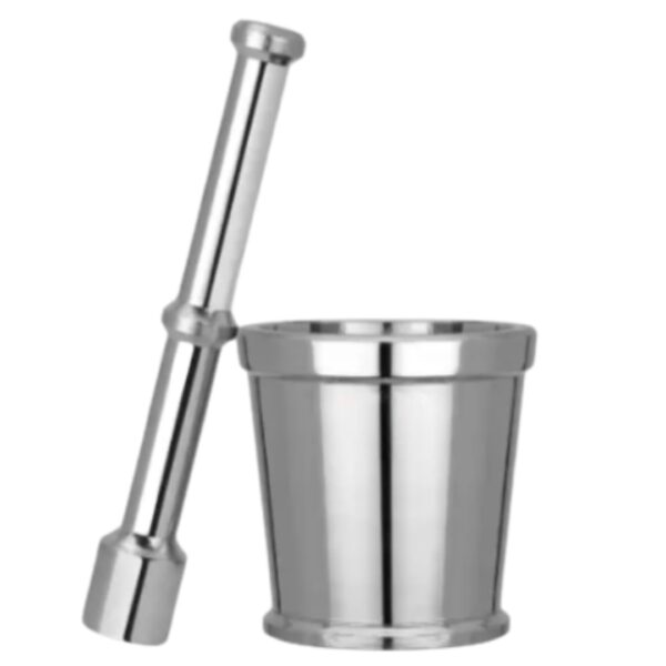 Sanimart Stainless Steel okhli and musal Kitchen Masher Mortar and Pestle Set Masher Khallad khalbatta for Kitchen Imam dasta Spice Mixer