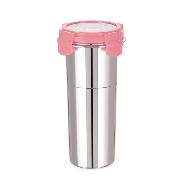 Sanimart Stainless Steel Tumbler/Food Storage with Lid | Air Tight Leak Proof Glass Tumblers for Office Gym Yoga Hiking Trekking Travel Home Kitchen (600Ml), Set of 1 (Pink)