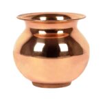 Solid Copper Pooja Kalash Lota with Matka Shaped Shine Design, for Poojan Worship Temple Home (300 ML)