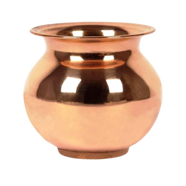 Solid Copper Pooja Kalash Lota with Matka Shaped Shine Design, for Poojan Worship Temple Home (300 ML)